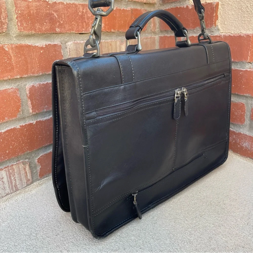 DILANA VTG Black Leather Travel Briefcase